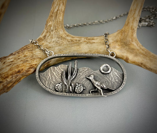 Southwestern Desert Vignette in Sterling Silver