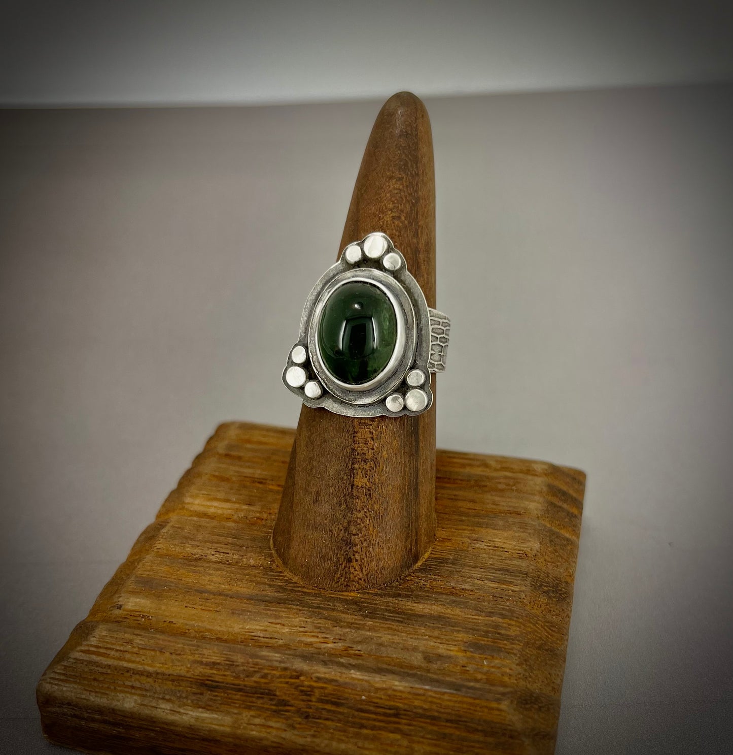 Deep Green Tourmaline Ring in Sterling Silver