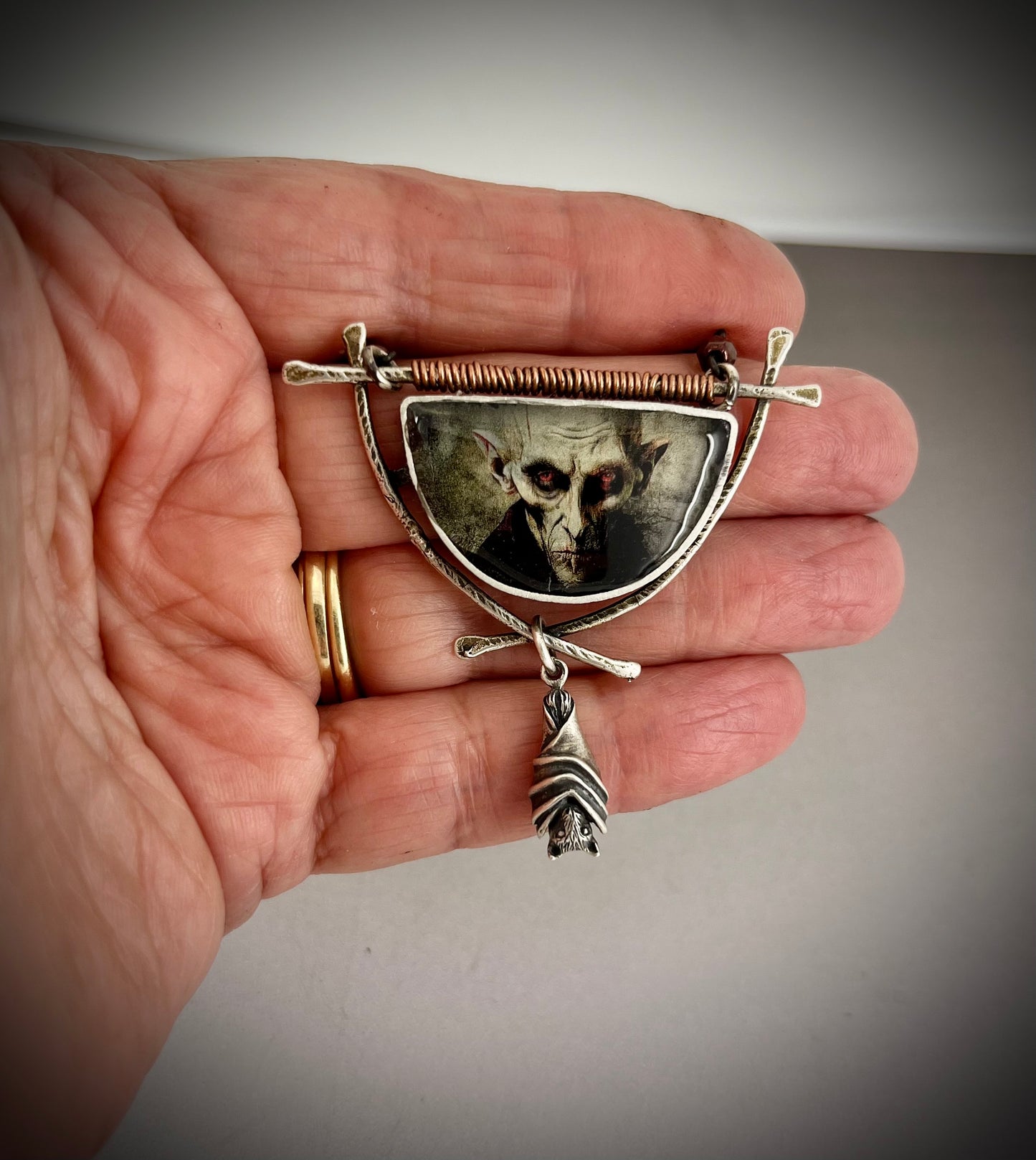 Vampire Necklace in Sterling Silver with Czech Glass