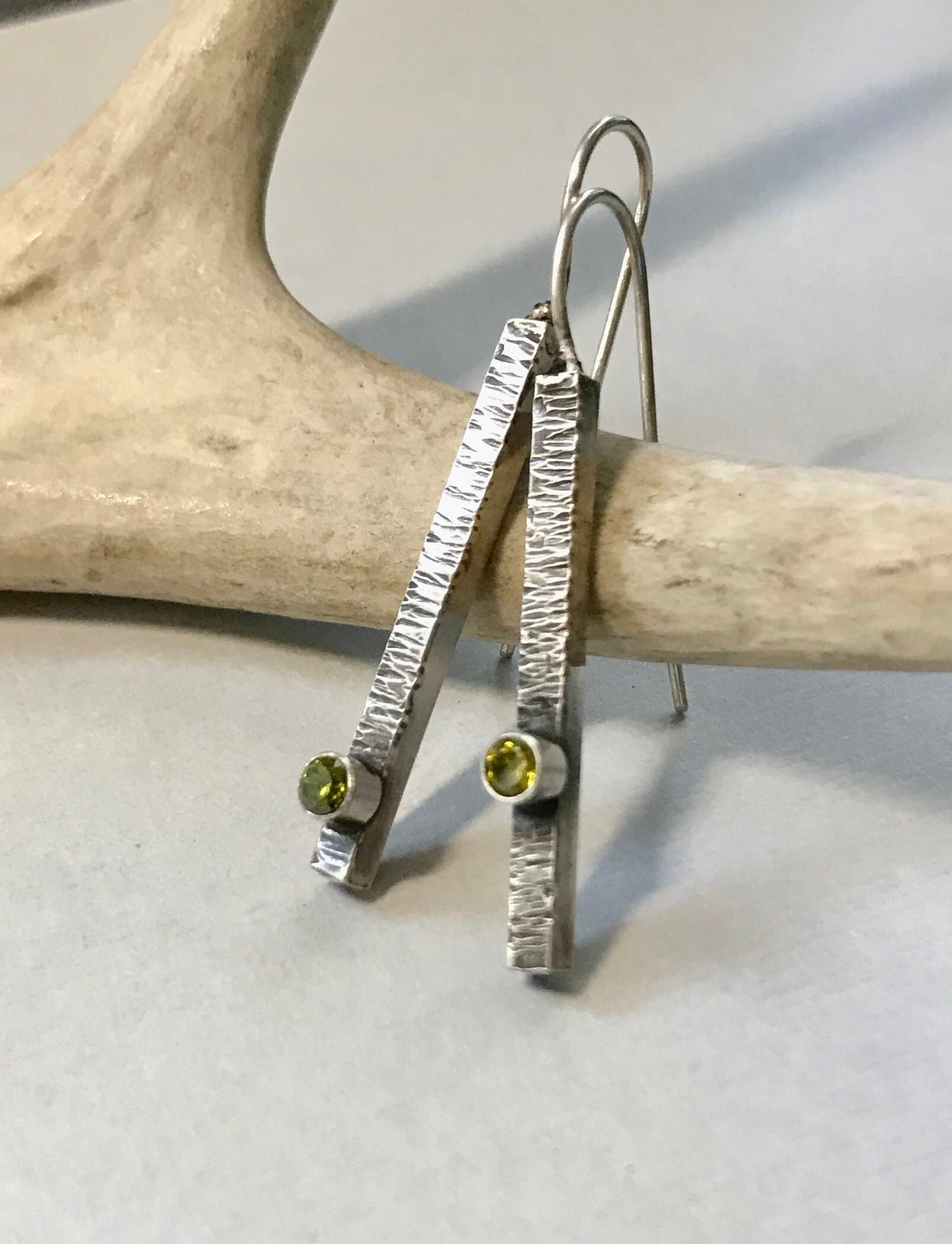 Sterling Silver Stick Earrings with Peridot