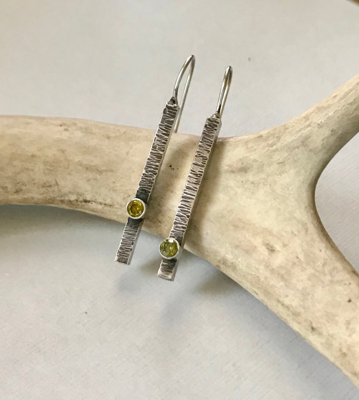 Sterling Silver Stick Earrings with Peridot