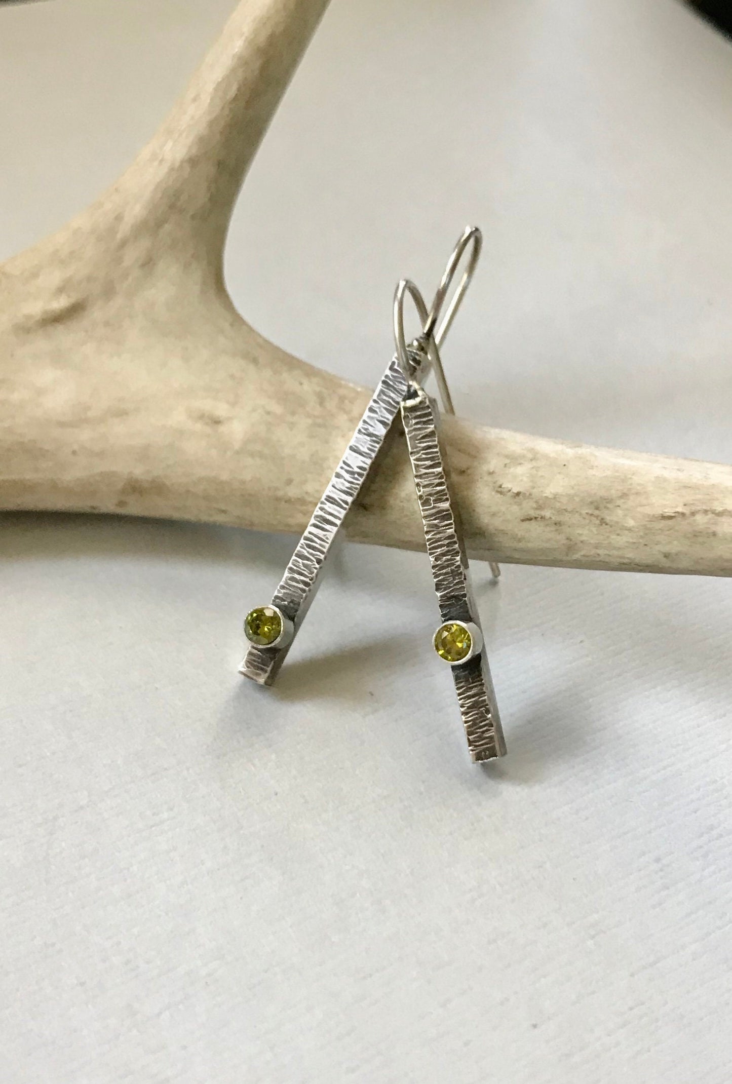 Sterling Silver Stick Earrings with Peridot