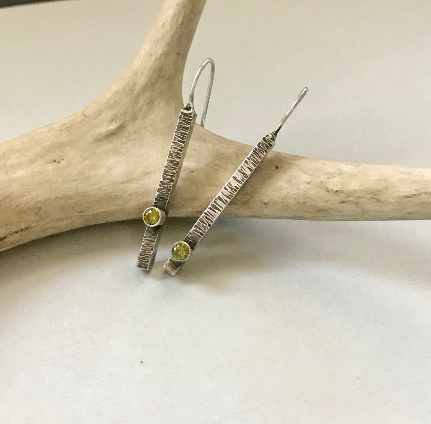 Sterling Silver Stick Earrings with Peridot