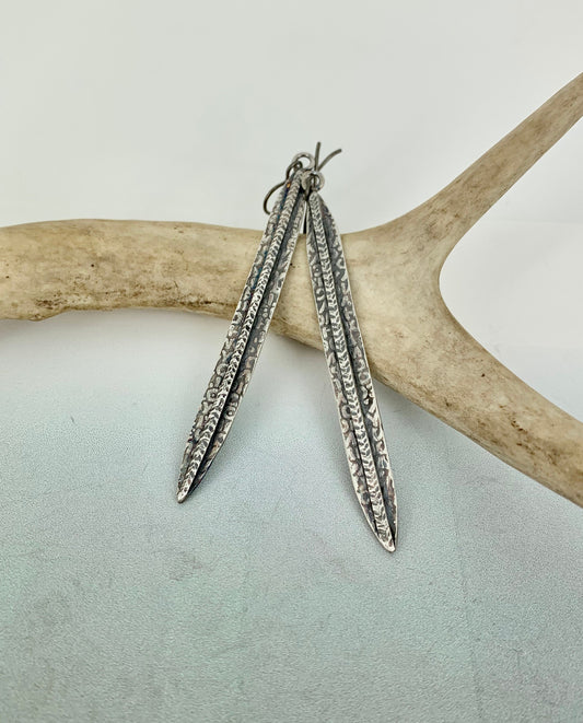 Sterling Silver Spear Long Earrings