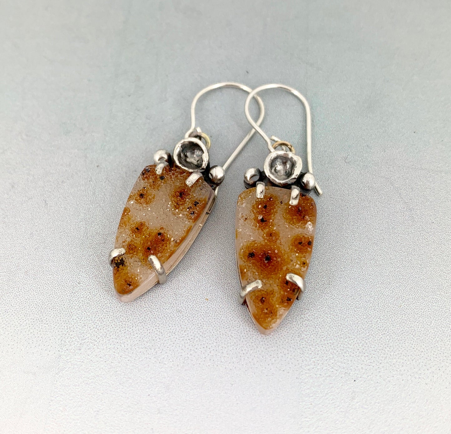 Natural Drusy Earrings in Sterling Silver