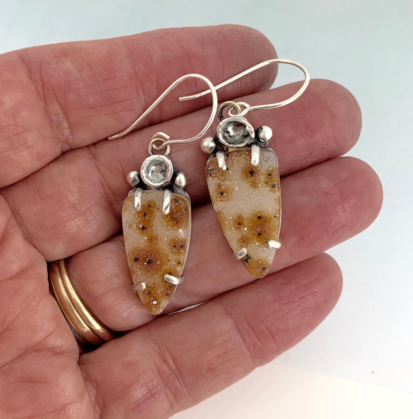 Natural Drusy Earrings in Sterling Silver