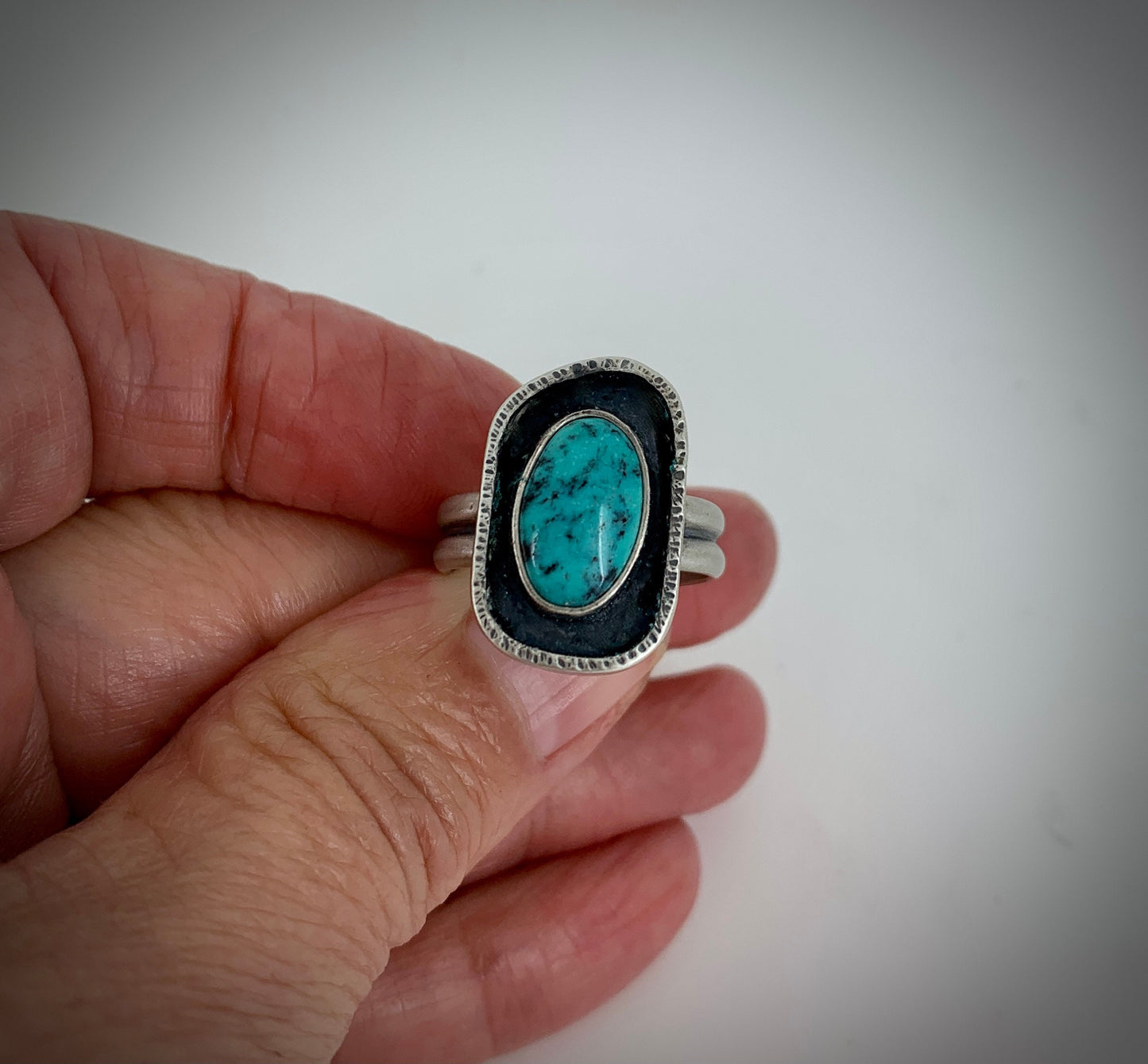 Sterling Silver Framed Turquoise Ring