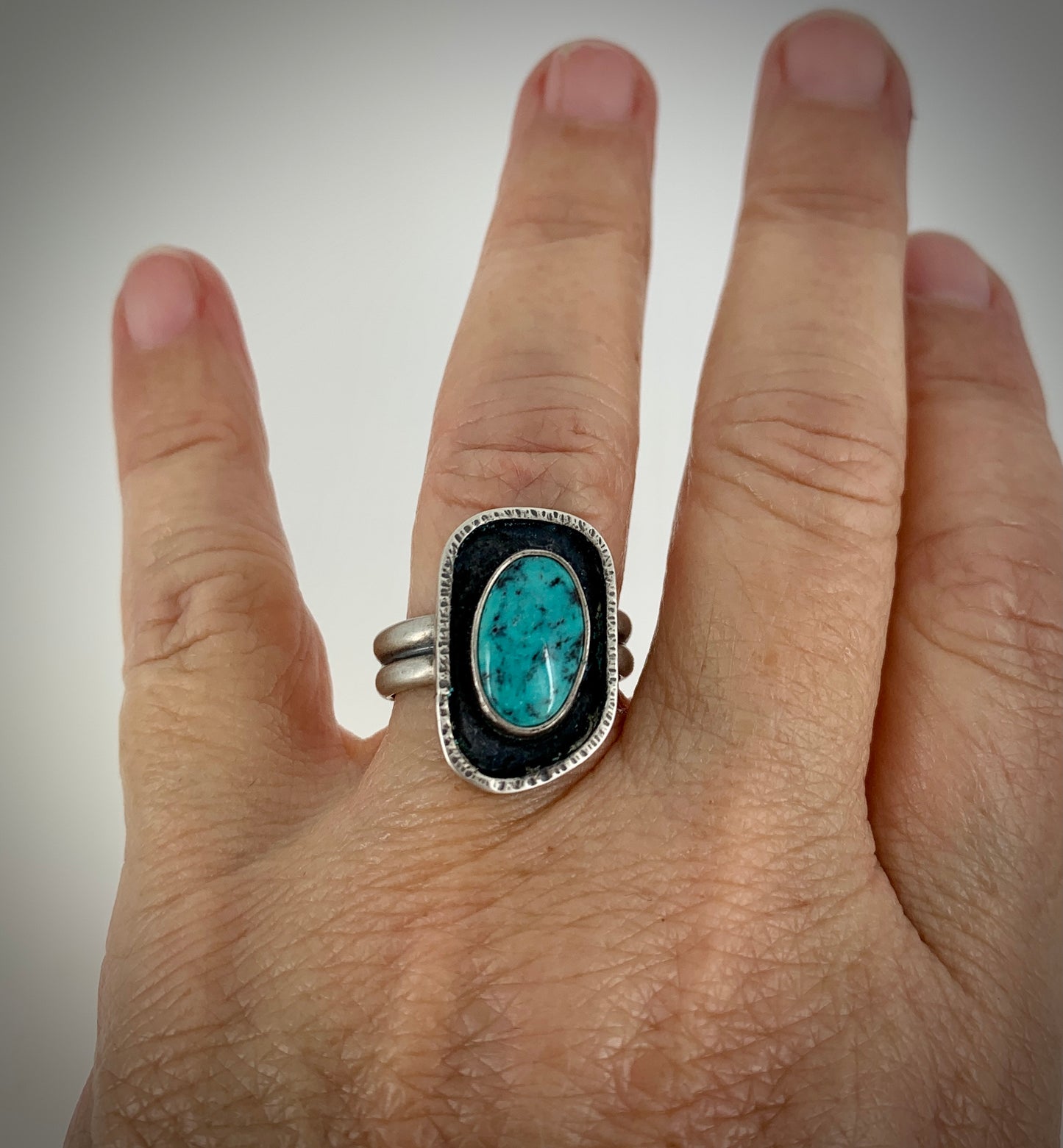 Sterling Silver Framed Turquoise Ring