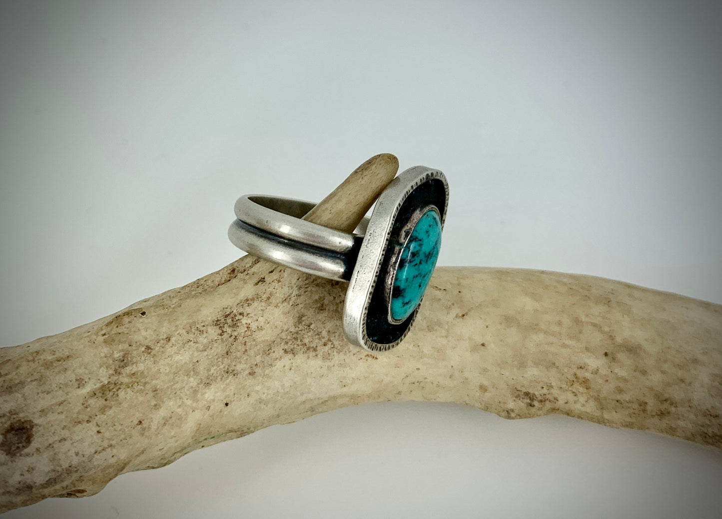 Sterling Silver Framed Turquoise Ring