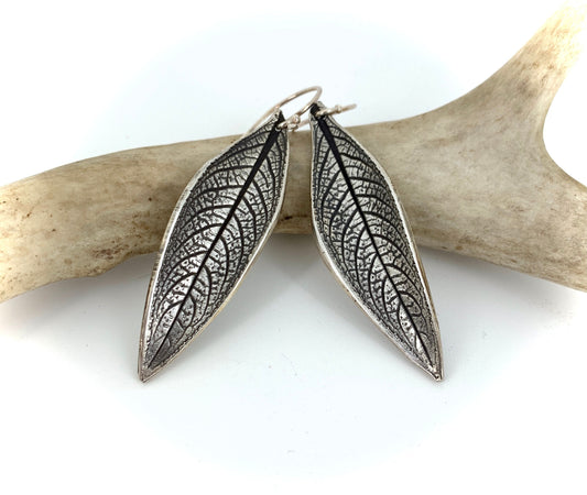 Sterling Silver Persian Shield Leaf Earrings