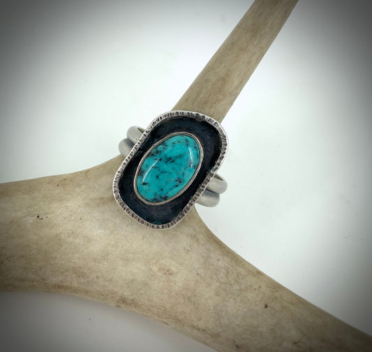 Sterling Silver Framed Turquoise Ring